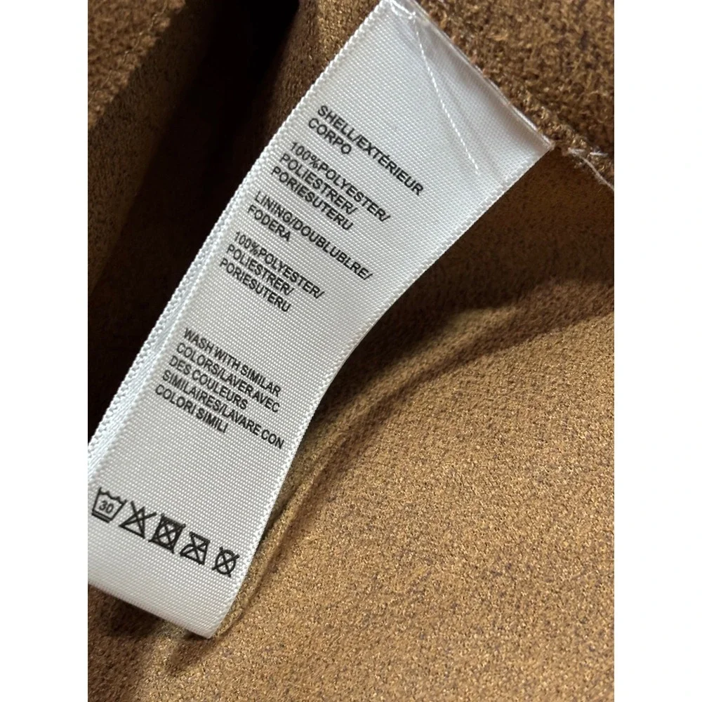 Rebecca Minkoff Shacket Womens L Brown Sherpa Long Teddy Coat Faux Suede Lining - Picture 6 of 11